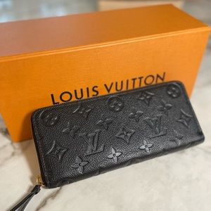 Like New LOUIS VUITTON Clemence Wallet Monogram Empreinte Black Leather